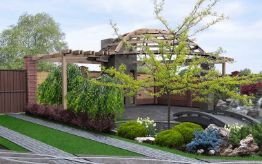 Front and backyard designs, 3d render clipart