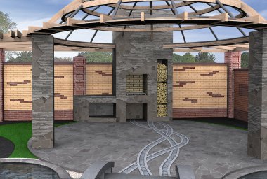 İç, davet çardak 3d render