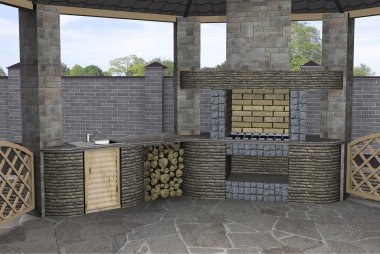 İç, davet çardak 3d render