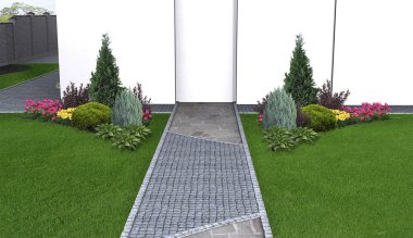  Arka Bahçe peyzaj, 3d resim akışı formları