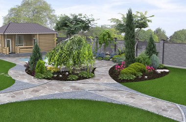 Havuz peyzaj tasarımı, 3d render