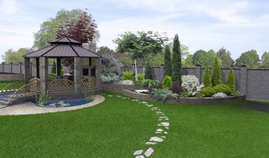 Açık havada oturma alanı, 3d render