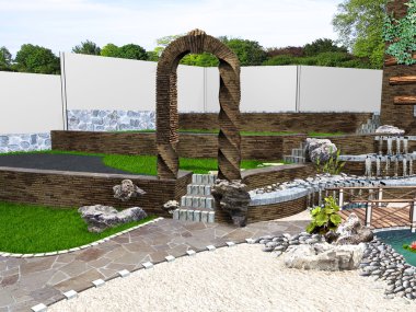 Güzel arka bahçesinde makeovers, 3d çizim