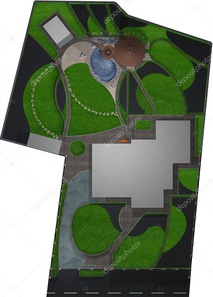 Landscaping master plan, 3d render
