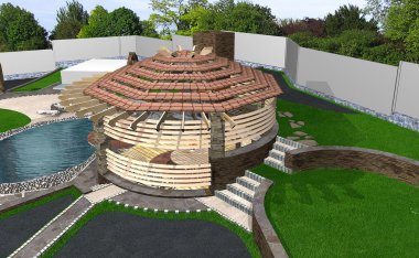 Çardak dış hava, 3d render