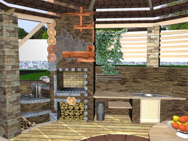 İç, davet çardak 3d render