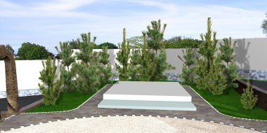 Arka bahçe bahçecilik arka plan, 3d render
