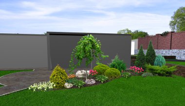 Arka bahçe bahçecilik arka plan, 3d render