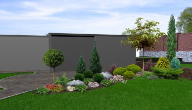 Arka bahçe bahçecilik arka plan, 3d render