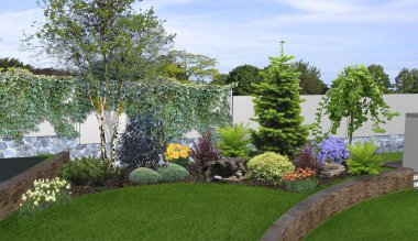 Veranda Bahçe arka plan, 3d render