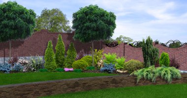 Veranda Bahçe arka plan, 3d render