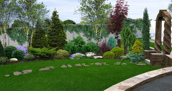 Beautiful backyard makeovers, 3d illustration — Stock Photo, Image