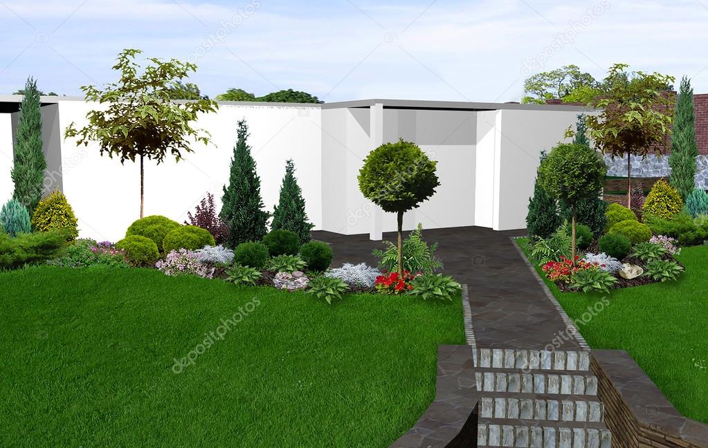 Backyard horticultural background, 3d rendering