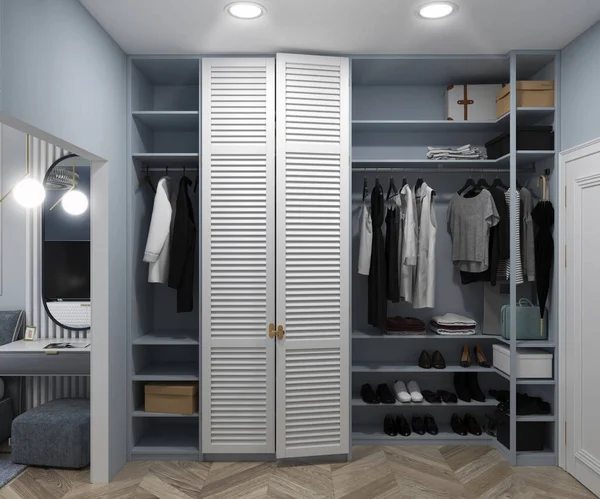 Quarto Principal Walk Closet Ideias Design Renderização — Fotografia de Stock