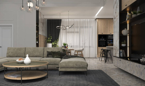 Аксессуары для гостиной открытой планировки