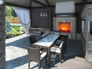 Görünüm Bahçe Pavyonu içinde 3d render