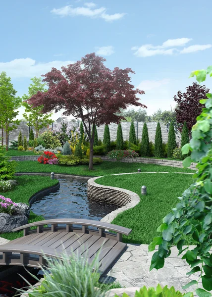 Outlook peyzaj sahne stil, 3d render