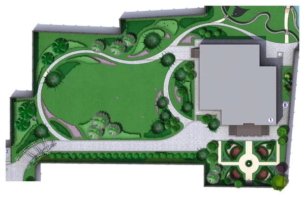 Landscaping Master Plan, 2D Sketch — Stock Photo, Image