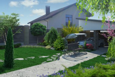 Açık Homestead manzara, 3d render