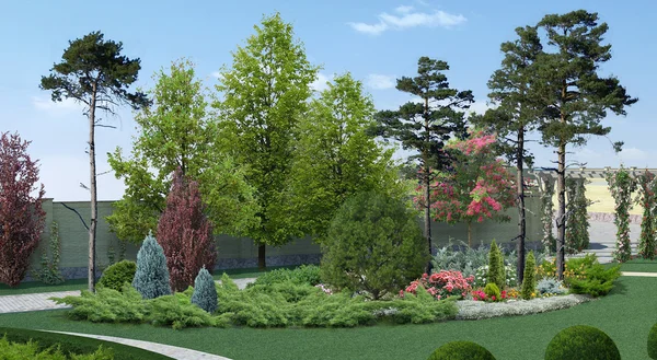 Sahne stil, peyzaj avlu 3d render