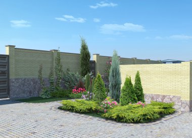 Çevre düzenlemesi, bitki gruplandırmalar, 3d render