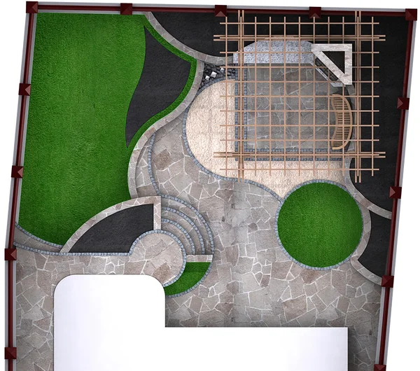 Landscaping Master plan Recreational ground, 3D Render — Stock Photo, Image