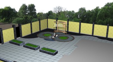 Ön tarafta park izometrik görünümü, 3d render peyzaj