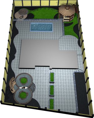 Gayrimenkulün, 3d render hava perspektif peyzaj