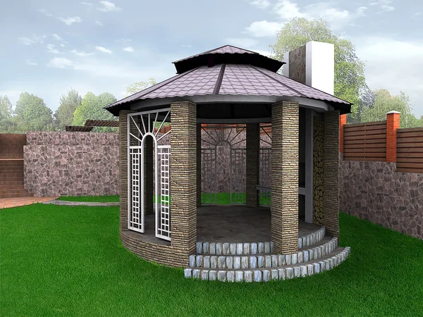 Landscape design garden alcove, 3D render — Stok fotoğraf