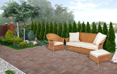 Veranda mahremiyet perde, 3d Render örneği