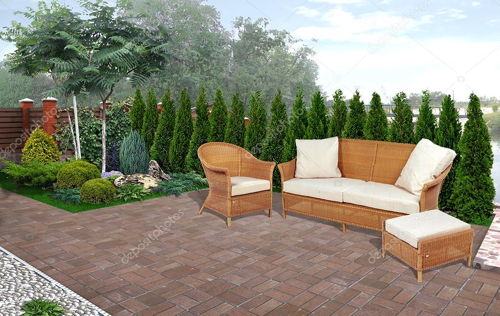 Example of  patio privacy screen, 3D Render