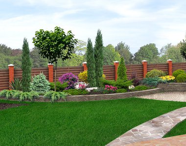 Peyzaj tasarımı bahçe yatak, 3d Render
