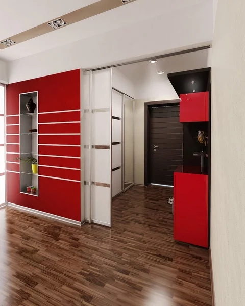 Sala in stile moderno interior design, rendering 3D — Foto Stock