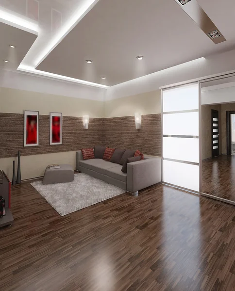 Desain interior gaya Hall modern, render 3D — Stok Foto