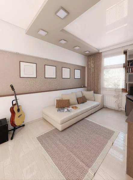 Genç adam yatak odası, 3d render