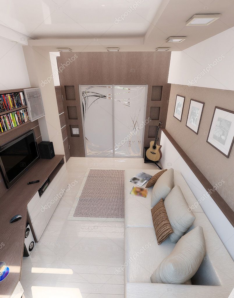 Young Man Bedroom Interior Design Render 3d Stock Photo