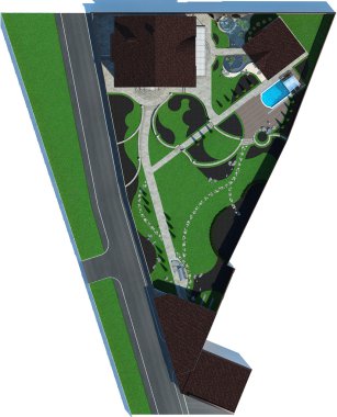 Master plan kesim, peyzaj 3d render