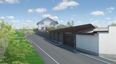 Özel arazi dış cephe, 3D render peyzaj