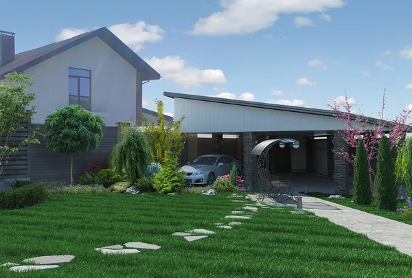 Peyzaj Bahçe panorama, 3d render