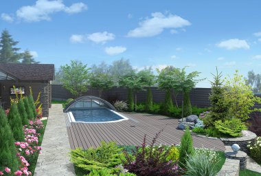 Düzenleme veranda yaşam alanı, 3d render