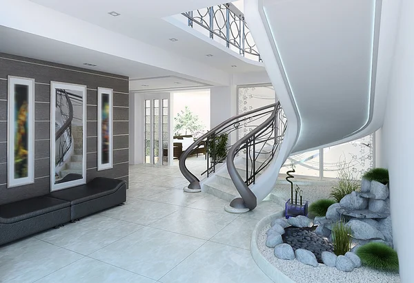 Entrance hall decorating ideas, 3d render — Stock Photo, Image