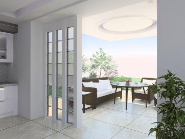 Salon ve Teras düzenleme, 3d render