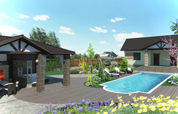 Düzenleme veranda yaşam alanı, 3d render