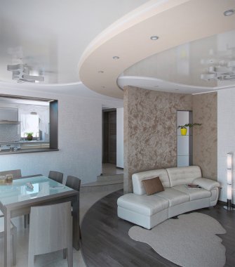 Minimalizm oturma odası, 3d render