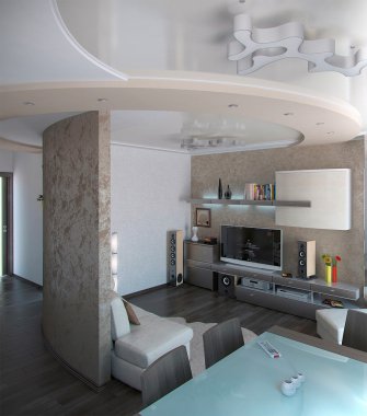 Minimalizm oturma odası, 3d render