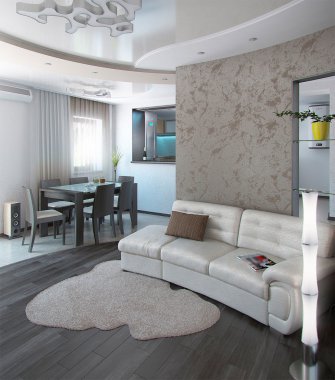 Minimalizm oturma odası, 3d render