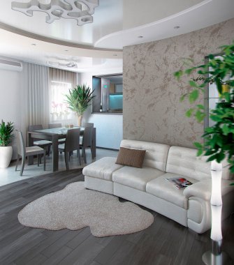 Minimalizm oturma odası, 3d render