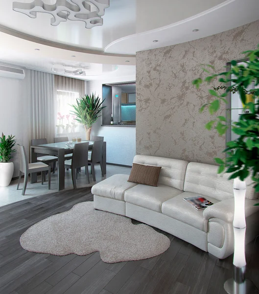Minimalismo sala de estar, 3D render —  Fotos de Stock