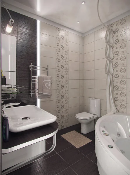 Banheiro de estilo moderno, renderização 3d — Fotografia de Stock