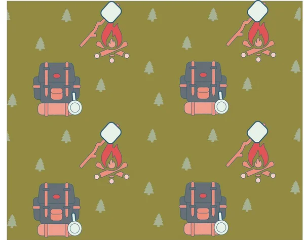 Campamento Aventura Patrón Sin Costuras — Vector de stock